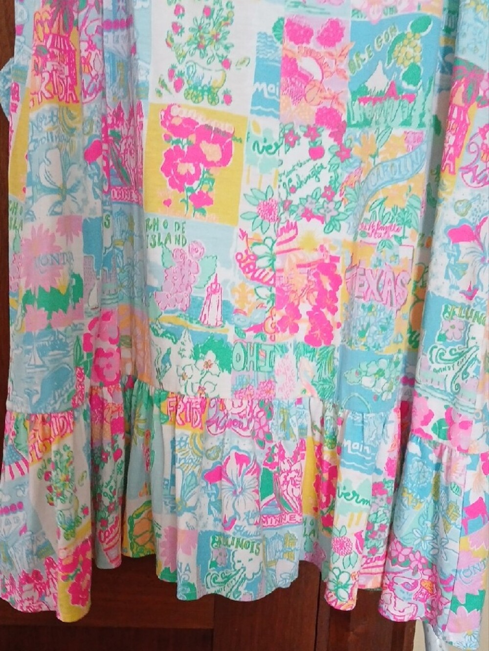 Lilly Pulitzer Pastel Patchwork Print Dress in Pink, Aqua, Yellow - Picture 4 of 5